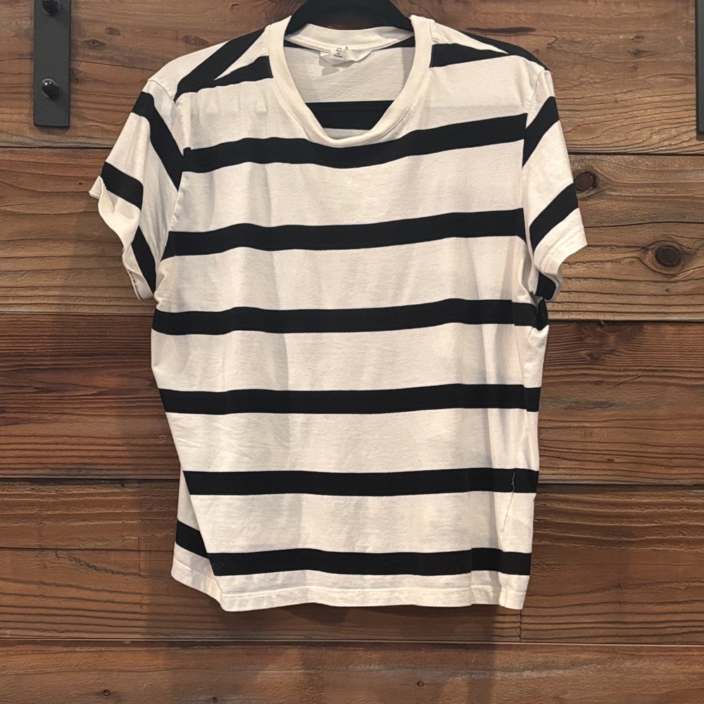 H&M Black and White Striped Short Sleeve Tee